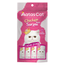 Aatas Cat Creme Puree Chicken with Surimi 14g x 4's (3 Packs)
